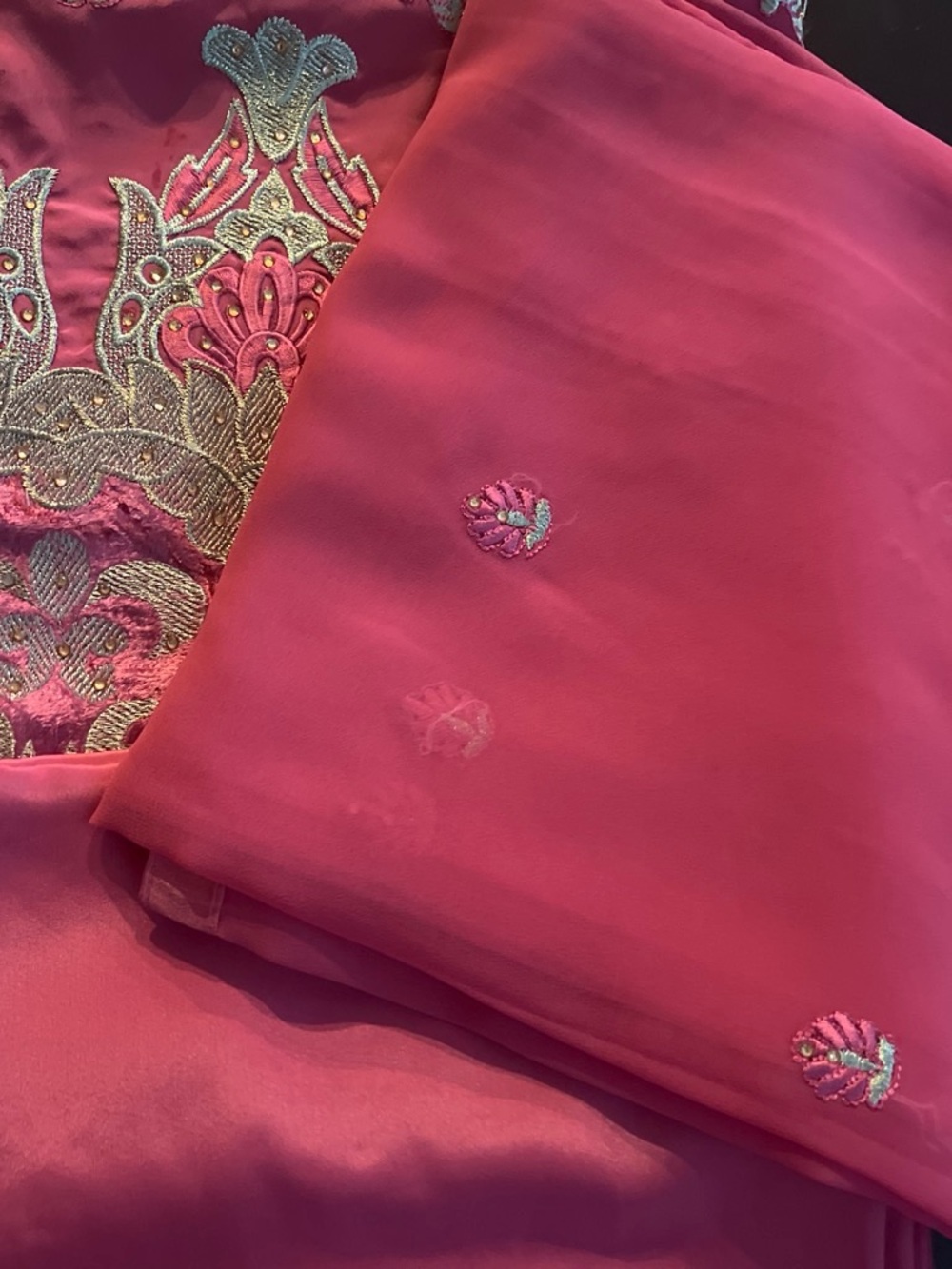 Embellished Pink Silk loose fabric for suit